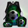 Football Cartoon Print Junior High School Backpack Three-Piece Children'S Schoolbag Primary School Backpack