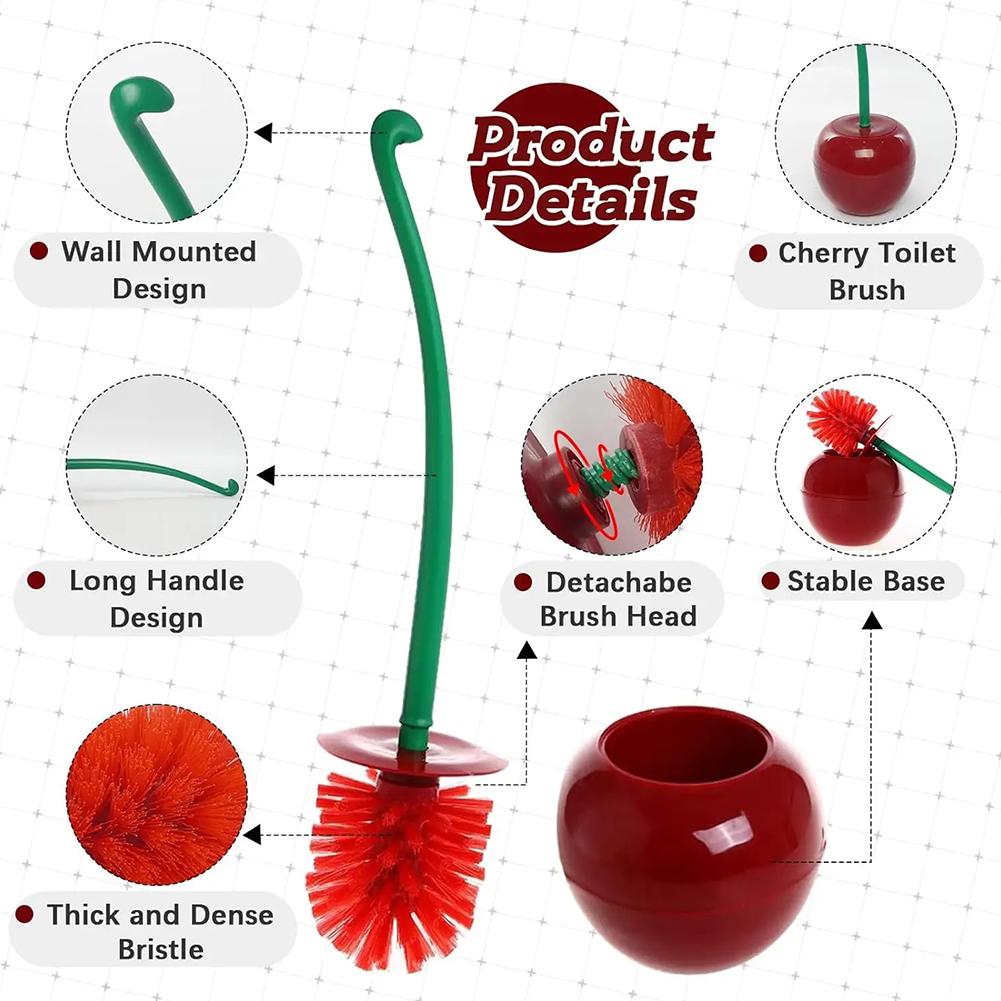 Red Toilet brush toilet holder bathroom accessories Creative Lovely Cherry Shape Lavatory Brush Toilet Brush Holder Set