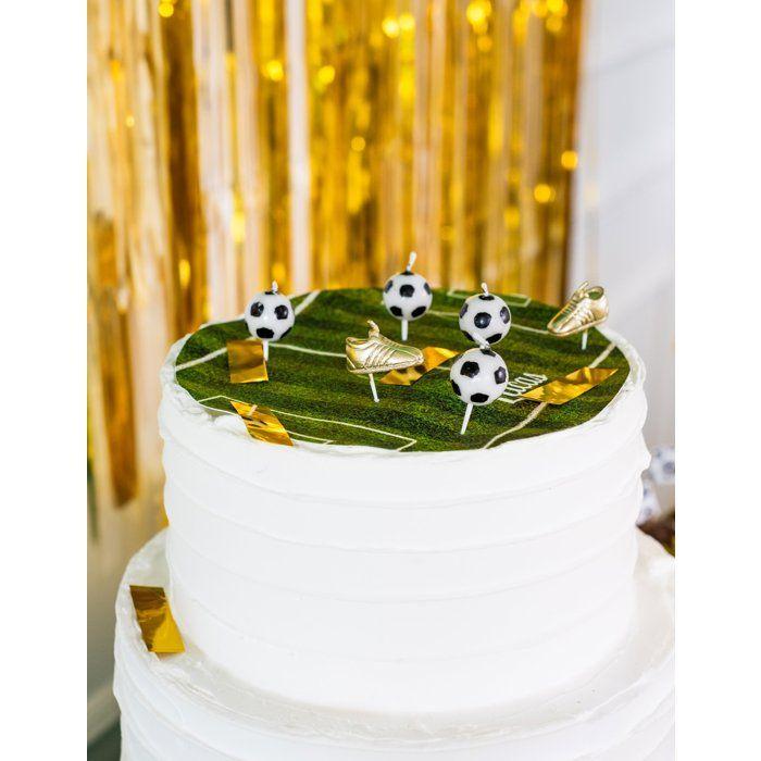 6 Bougies ballons et chaussures de foot 3 à 5 cm