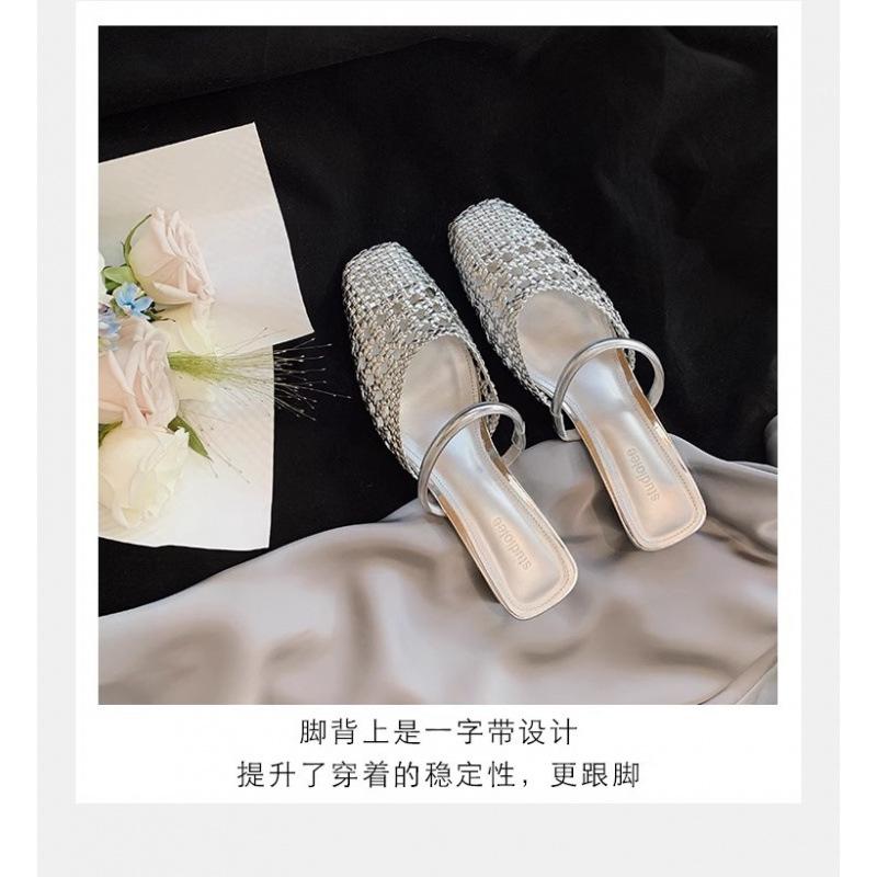 

Sheepskin version hollow woven half drag with slippers women s sandals 40