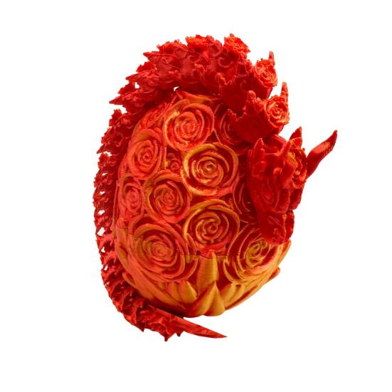 3D Printed Rose Dragon Articulated Dragon with Egg Flexible Rose Dragon
