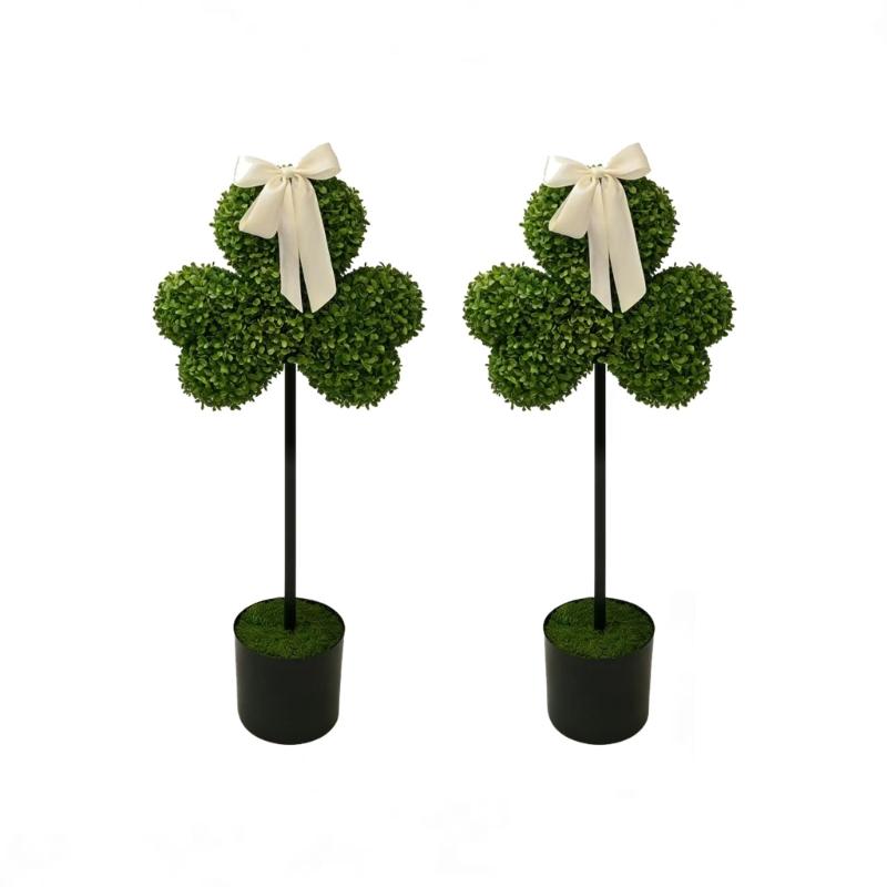 Artificial False Shamrock Plant In Pot No Maintenance Required For Holiday Decoration