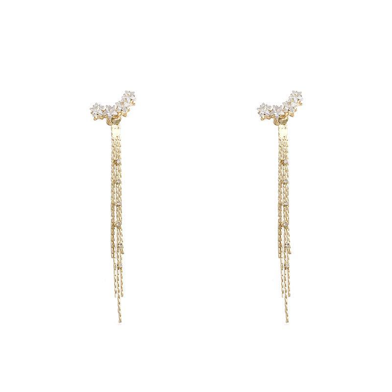 Elegant Long Tassel Zircon Star Earrings for Women