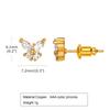 Small Butterfly Stud Earring Cubic Zirconia Gold Plated CZ Jewelry for Women Girls