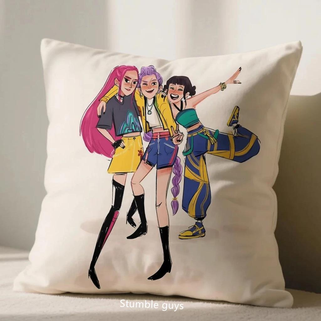 Demon Hunters Anime 45X45cm Pillowcase Sofa Kpop Cushion Cover Soft Touch