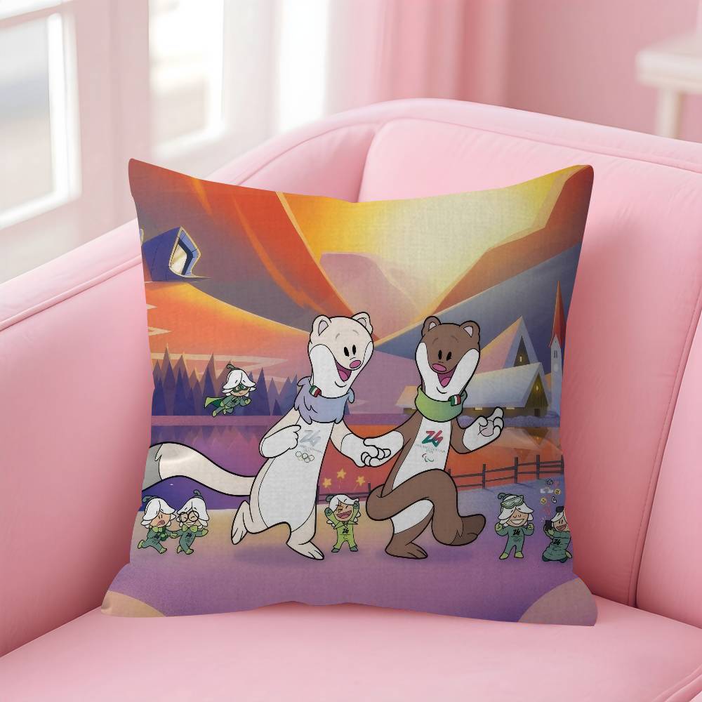 Office Cushion Pillowcase Car Cushion Cover45X45CM Lumbar Pillowcase Sofa Pillowcover Mascot TTina cute And MMilo