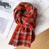 Wool plaid scarf women's autumn and winter versatile red new high-end couple Chinese red scarf
