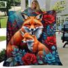 1pc. Fox Family with Flowers Home Office Outdoor Blanket