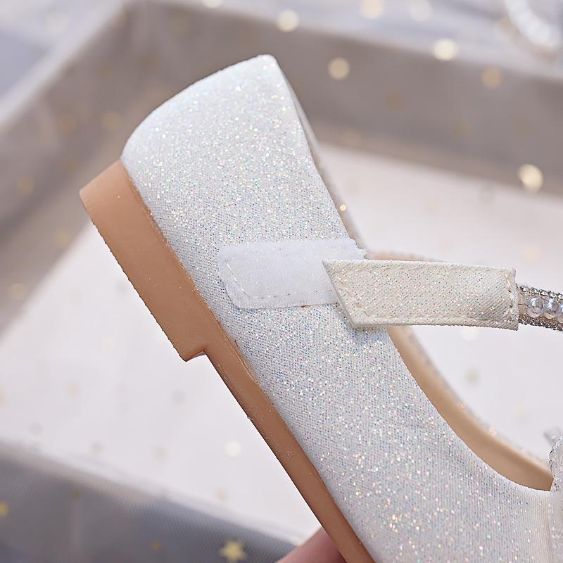 2025 Herbst Neue Koreanische Stil Strassstein Schleife Leder Schuhe für Mädchen – Weiche Sohle Prinzessin Performance Schuhe