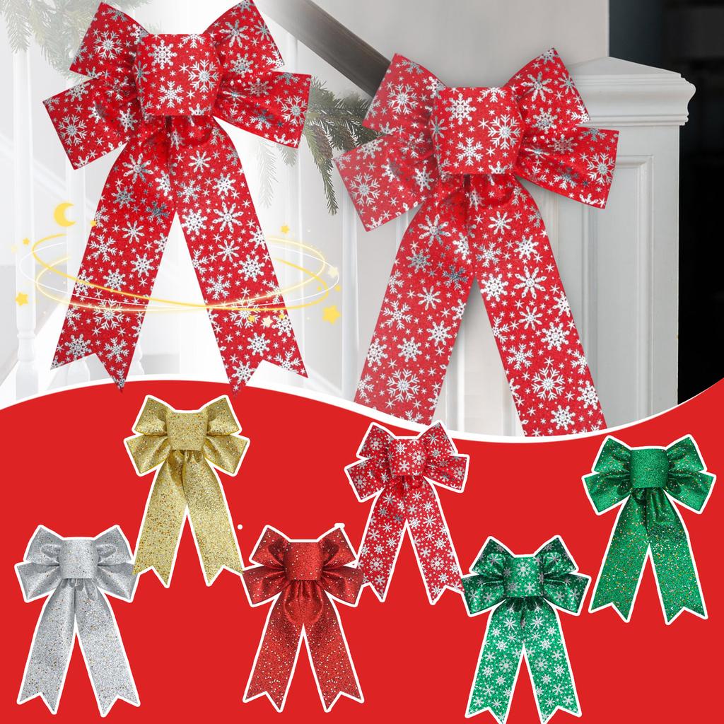 Christmas Glitter Powder Bow Christmas Tree Decoration DIY Handmade Powder Star Bow Decoration Accessories