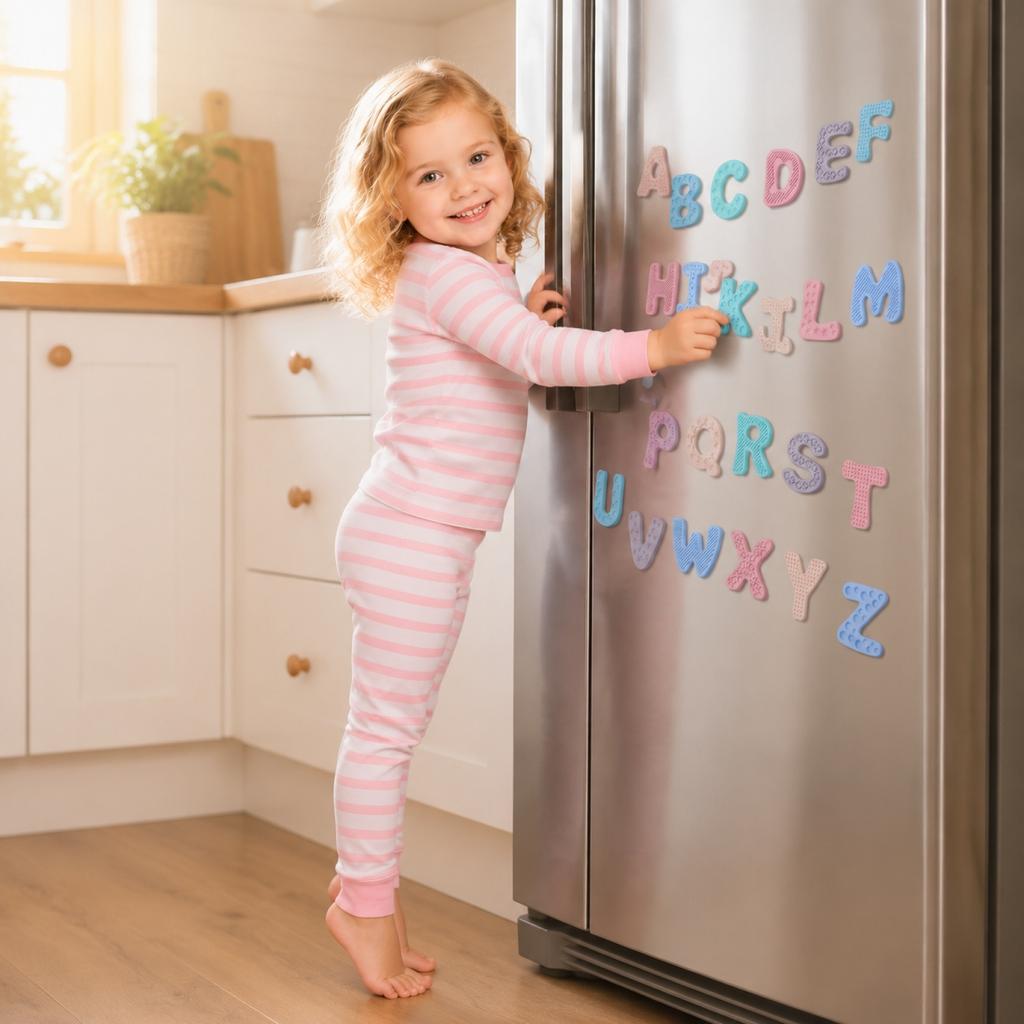 Silicone Sensory Magnetic Refrigerator Letters 26 Piece Alphabet Set for Children Educational Learning and Stress Relief Toy