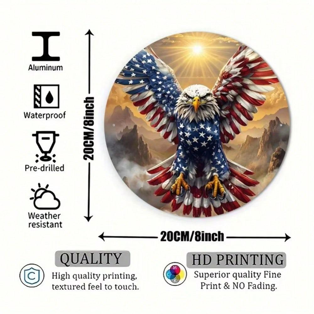 Vintage Flying With US Flag Metal Sign 8x8in Retro Wall Decor Garage Bar Cafe Home Studio Restaurant Tin Plaque