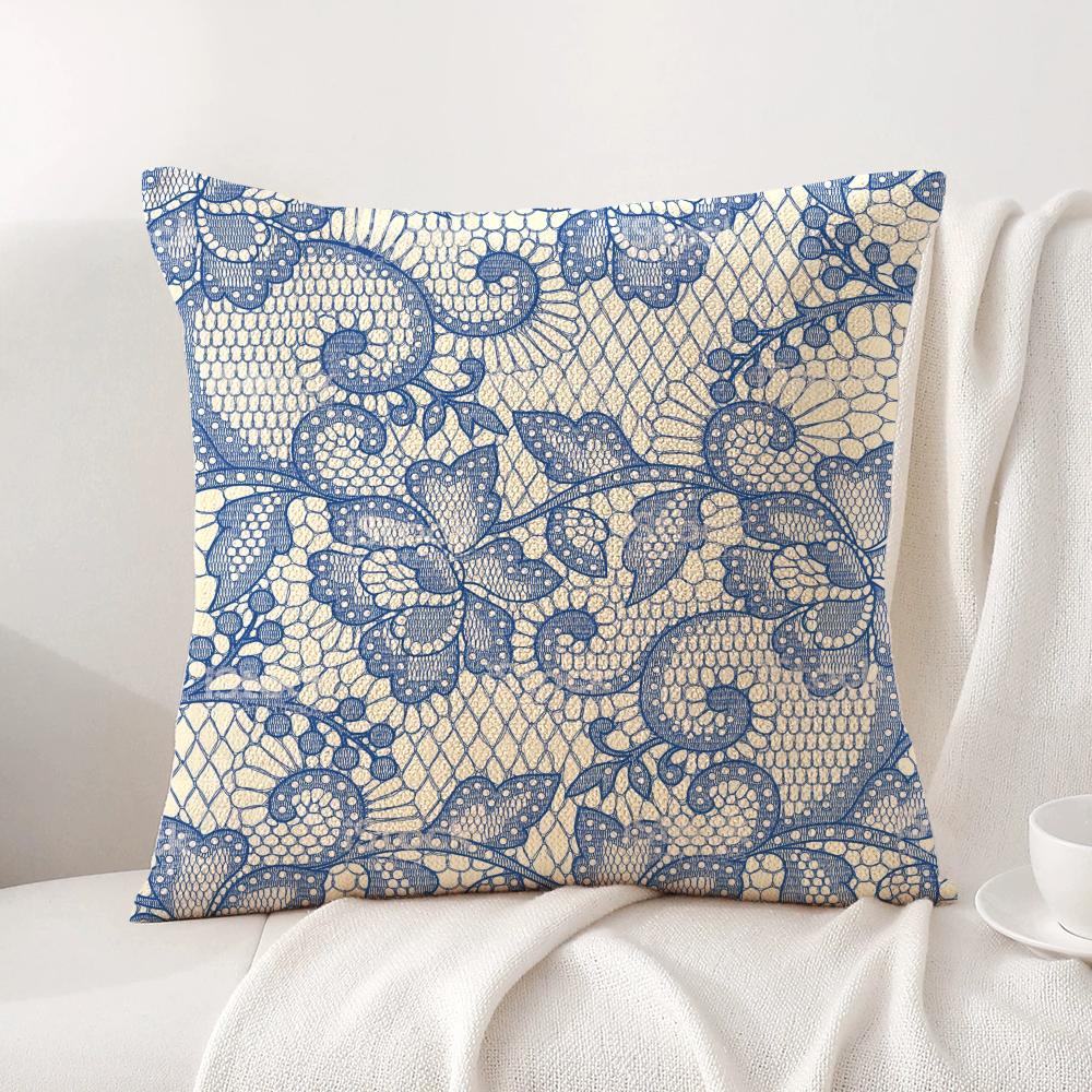 Lace Flower Cushion Cover Natural Linen Organic Fabric DoubleSided Printing Sofa Home Decor Gift Pillow Cover