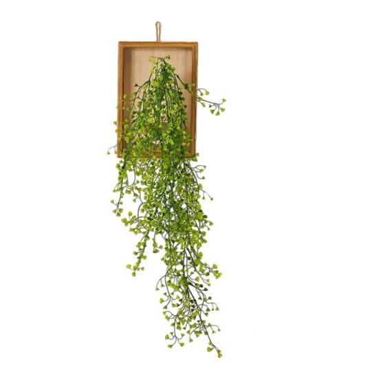 Artificial Plants Wall Decor, Rustic Farmhouse Wall Hanging Planter, Vintage Wood Framed Fake Plants Holder for Indoor Living Room, Kitchen, Bedroom