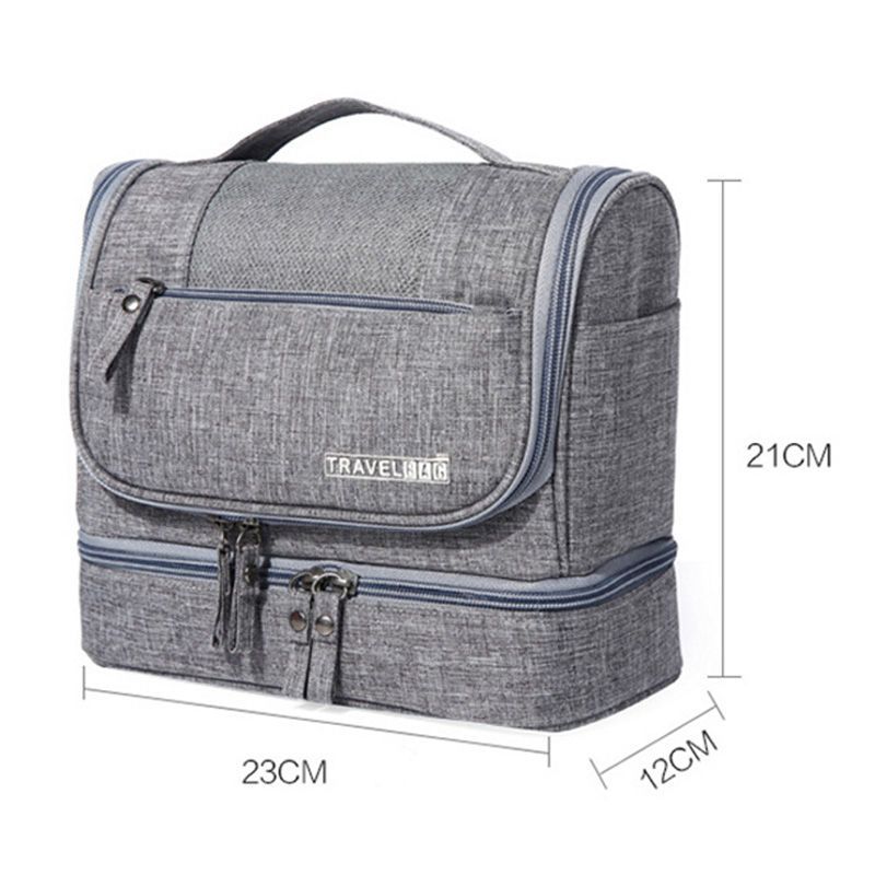 Travel Makeup Storage Bag Polyester Large Capacity Waterproof Dry Wet Separation Bag Women Travel Hook Wash Bag