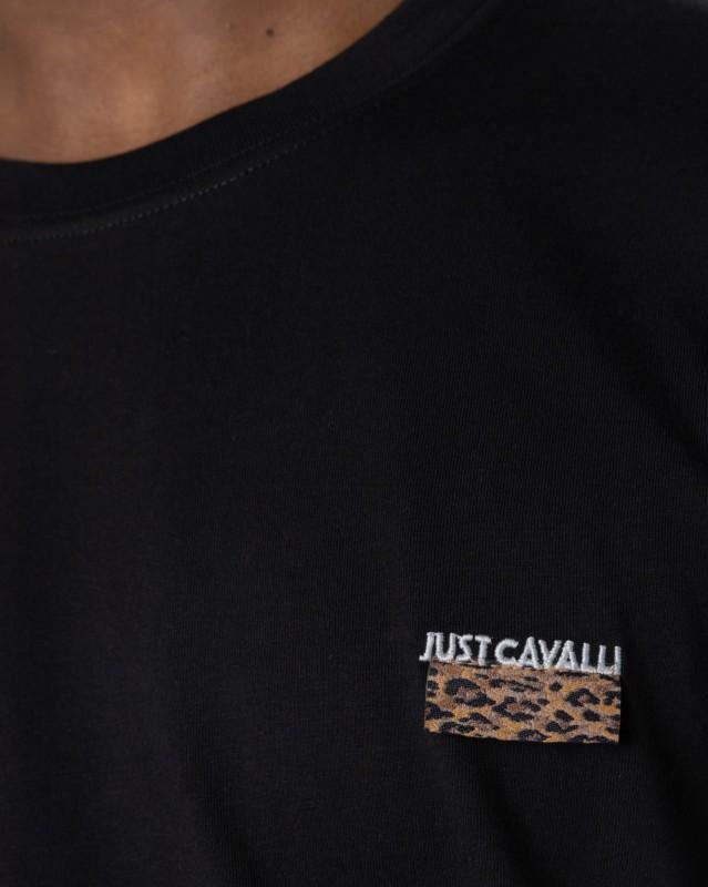 Just Cavalli Milano Men's T-shirt New Jacquard Label Black - Size: M