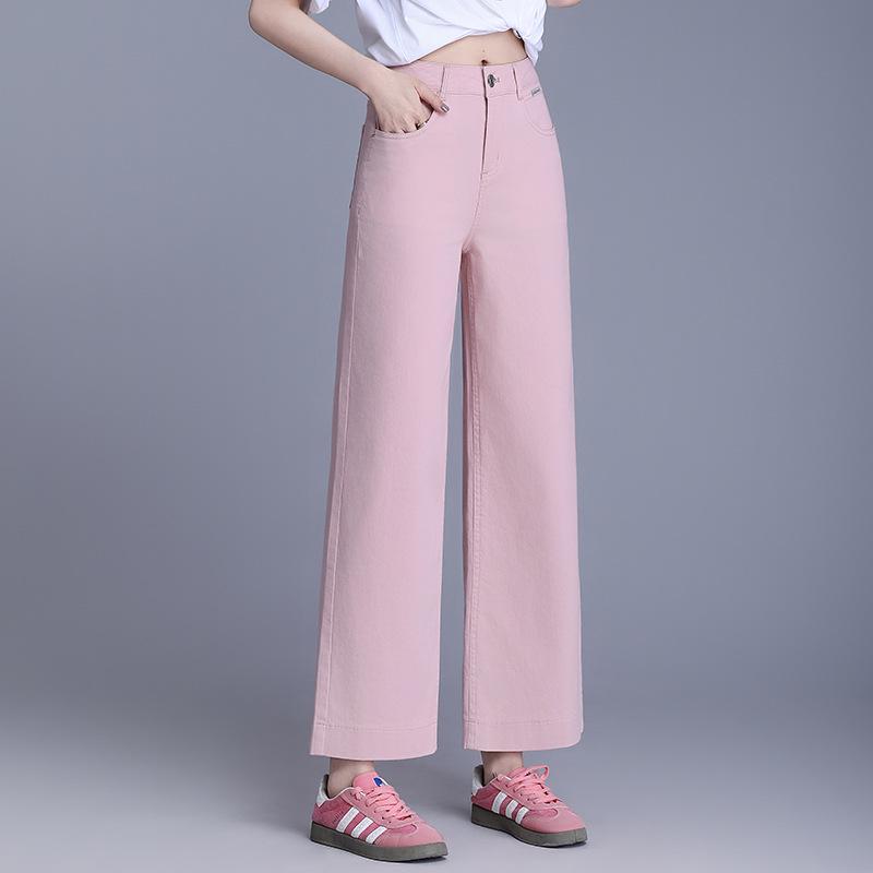 Women's High-Waist Loose Wide-Leg Jeans - Summer 2025, Casual Straight-Leg, Thin Fit for Petite Sizes