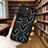 Black Brushstroke Hearts Soft TPU Phone Case for iPhone 17 16 15 14 13 12 11 Pro Max Plus Shockproof Anti-Slip Cover