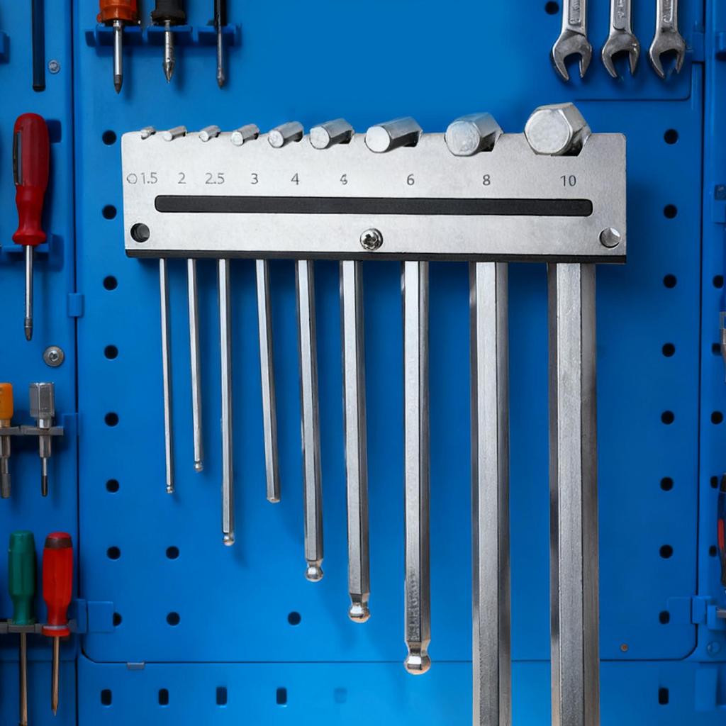 Hex Key Storage Organizer Wall Mount Shelf Holds 9 Tools Hexagon Key Wrench Organizer For Desktop Electrician Carpenter