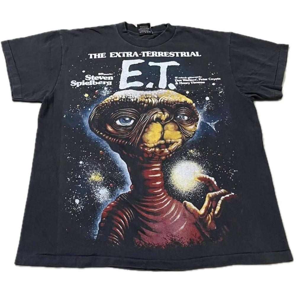 

Инопланетянин И.Т.. Винтажная футболка 1982 года с одинарной строчкой, РЕПРИНТ M