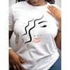 European Size Women's Facial Expression Print T-Shirt - Expressive Face Designs, Loose Fit Top, Casual Summer Blouse Suitable for Spring Summer Fall