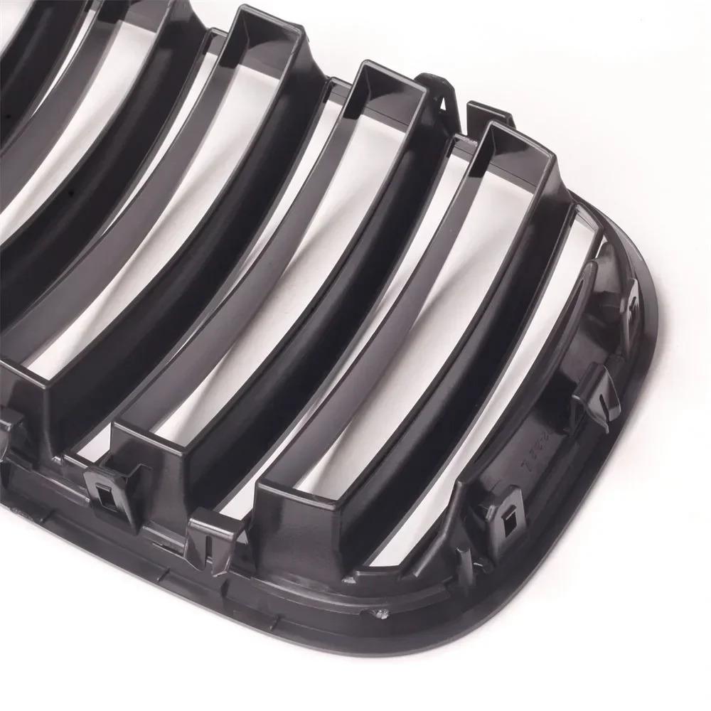 Gloss Black Double Line Style Racing Front Upper Grilles For BMW SUV X5 E53 2004 2005 2006 Sport 4D LCI Grill Racing Accessories