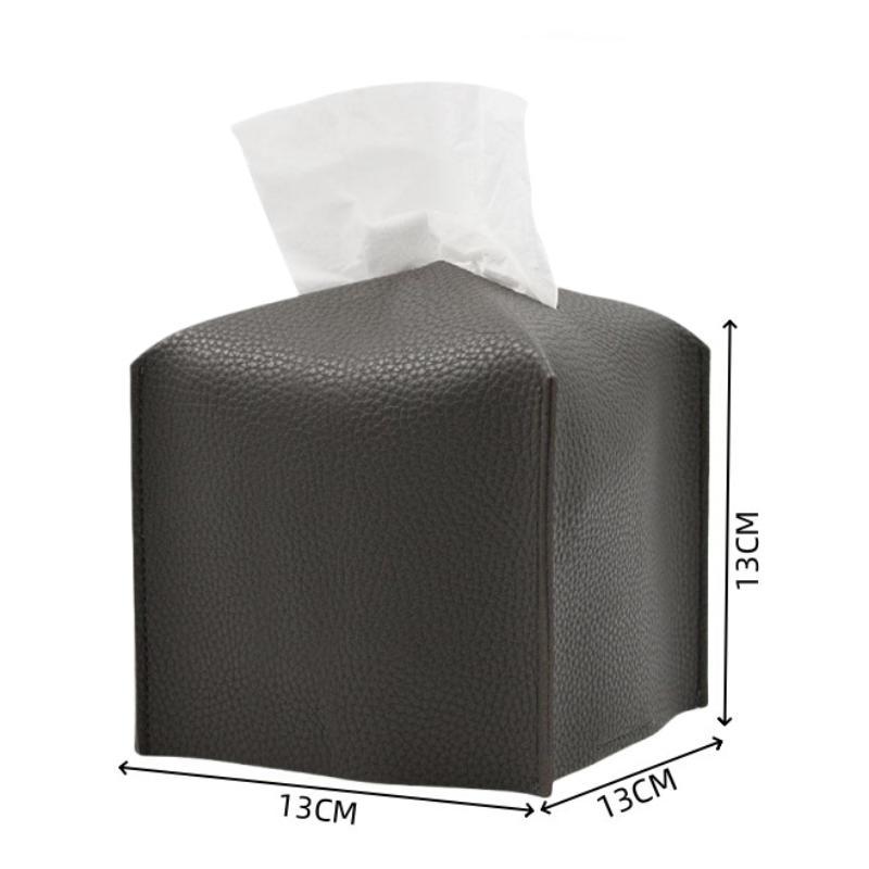 Square PU Leather Tissue Box Holder Modern Decorative Waterproof Organizer for Home End Table Office Countertop Car RV