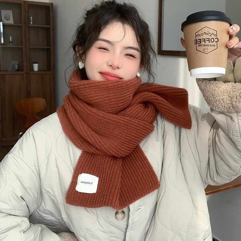 New red knitted scarf men's and women's winter Christmas student couple thickened wool scarf