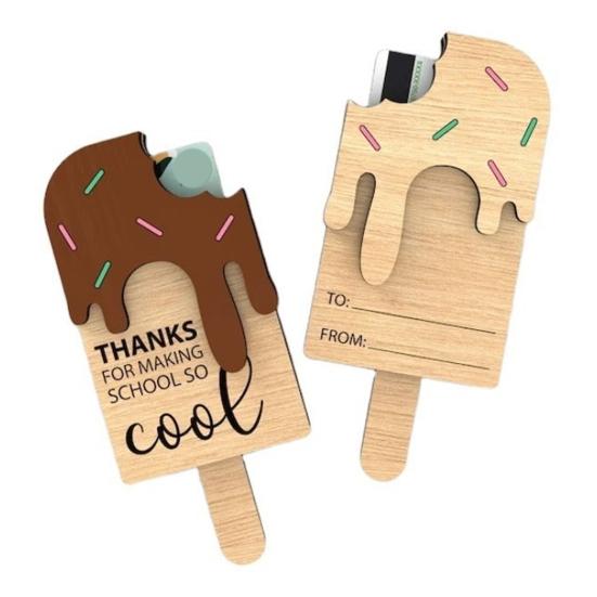 Graduation Card Holder Smooth Edge Burr Free Ice Cream Shaped Wooden Gift Card Organizer Teacher Appreciation Gift