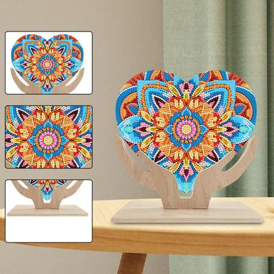 Wooden Flower Diamond Painting Tabletop Ornaments Kit Butterfly 5D DIY Diamond Art Tabletop Decorations for Home Office Decor