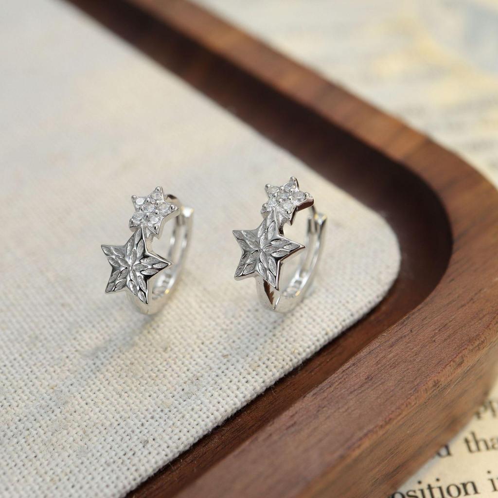 S925 Star Earrings: Niche Design, Lightweight Luxury, High-End Feel, Ear Hoops & Cuffs for Women