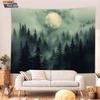 1pc Chinese Style Green Forest Printed Tapestry Living Room Wall Art Decoration Background Cloth Machine Washable Space Pendant