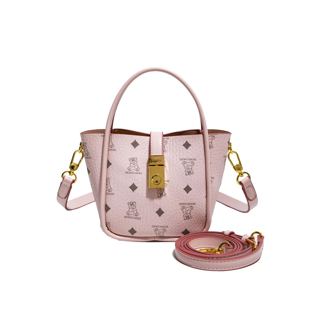 2025 new high-end fashion versatile bucket bag contrasting color presbyopia shoulder oblique span bag portable women's bag