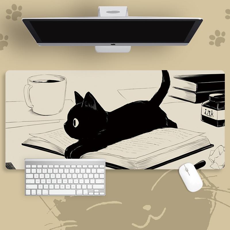 Милый Аниме Кот Коврик для Мыши Настольный Коврик Коврик для Мыши Большой Игровой Коврик для Мыши Компьютерный Нескользящая Основа Настольный Коврик для Офиса Коврик для Мыши Игровой 300x800x3mm