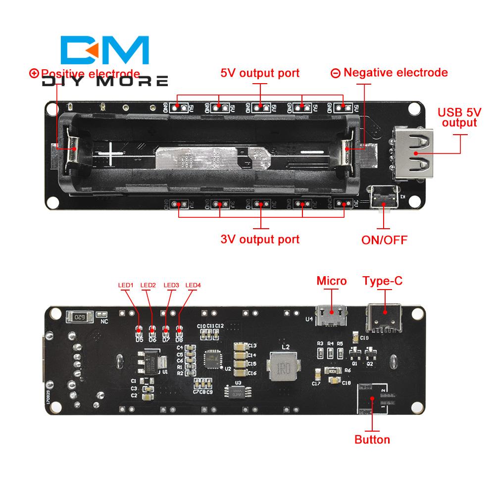 18650 Lithium-Batterie-Shield V3 Mobile Power Erweiterungsplatine Modul 5V/3A 3V/1A Micro USB Für Arduino Für WEMOS ESP32