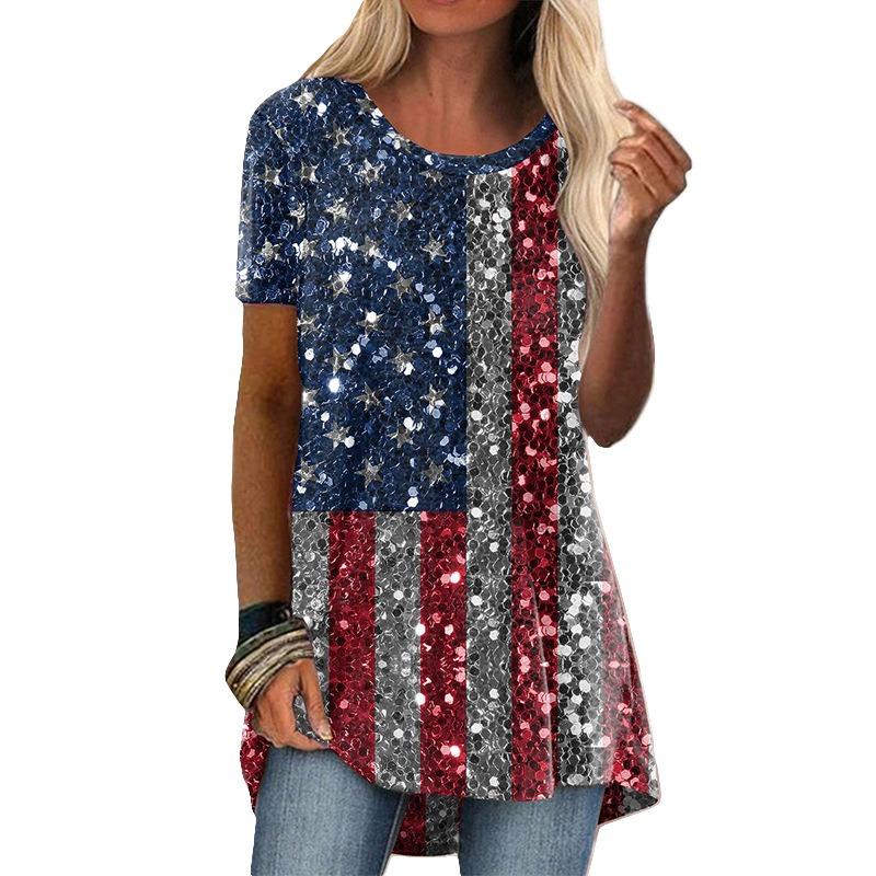 BITCED Women's Fashion Casual Short Sleeve O-Neck Blouses & Shirts