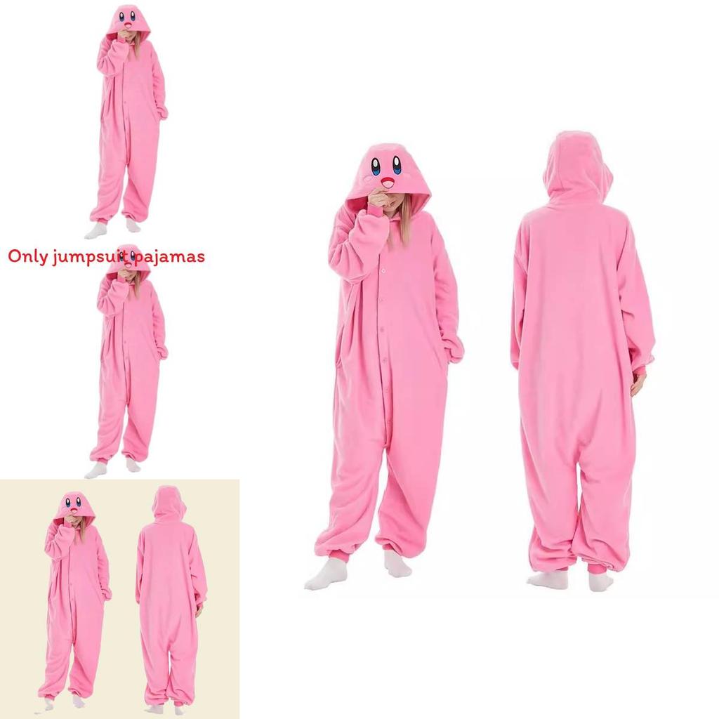 Kirby Tegneserie Dyre Onesie med Polyesterstoff for Søvn og Halloween Loungeklær