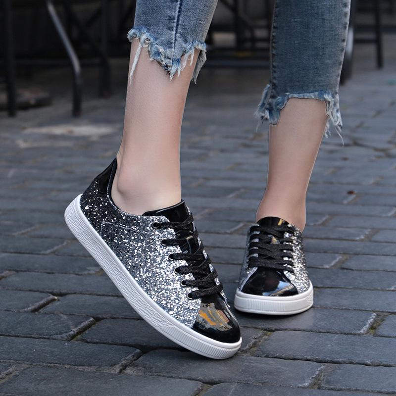 Women Vulcanize Shoes Sneakers Bling Shoes Girl Glitter Casual Female Breathable Lace Up Outdoor Sport Shoes Zapatos De Mujer