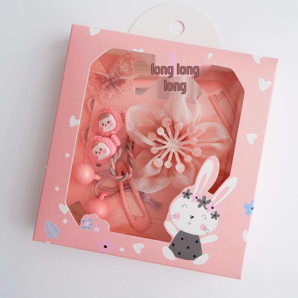 

Набор мультяшных заколок для волос в корейском стиле: Милый головной убор в девичьей подарочной коробке на дни рождения розовый