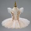 Tutu da Balletto Romantico per Bambina Gonna da Danza Gonna da Balletto con Paillettes Dorate Abbigliamento per Esibizioni di Balletto Vestito da Principessa