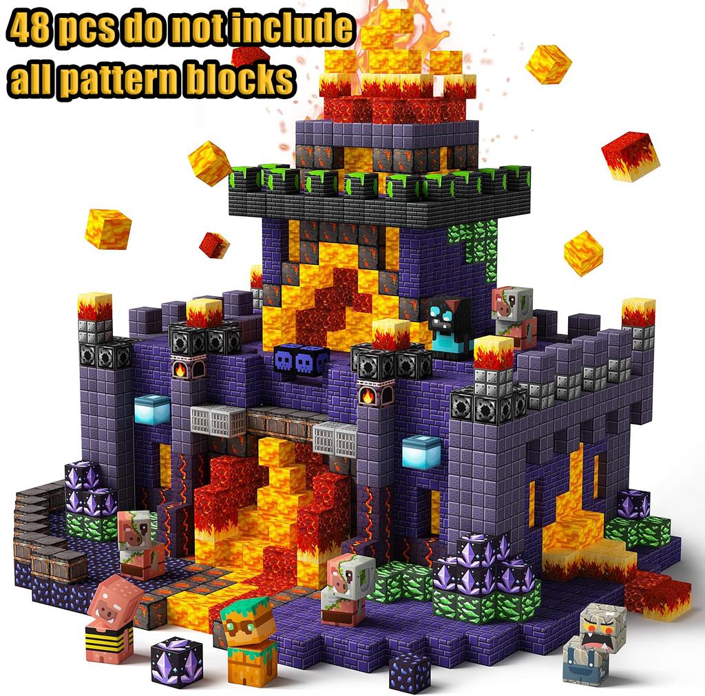 Magnetic Building Blocks Mine World Magnetic Pool Castle Villa Party Construction Brick Cube Stem Boy Girl Children Toy Set Gift