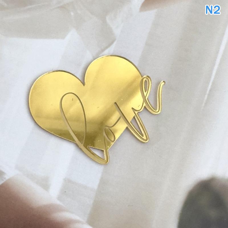 Acrylic Valentine'S Day Party Cake Topper Hearts And Circles Gold Wedding Cupcake Toppers Birthday Gift Dessert Decoration