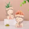 Cute Girl Flower Pot Succulent Pot Resin Planter Home Decoration Desktop Ornaments Garden Supplies Bonsai Plant Pot