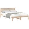 Brown Bed Frame with Headboard 140 X 210 Cm Solid Pine Wood
