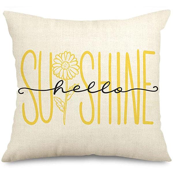 Summer Sunflower Pillow Case Linen Print Sun Flower Home Sofa Pillow Plant Flower Pillow