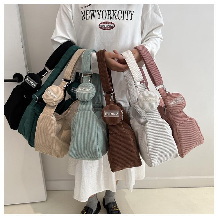 Stylish Urban Simple Corduroy Tote Bag For Women Ideal For Daily Use In Multiple Colors