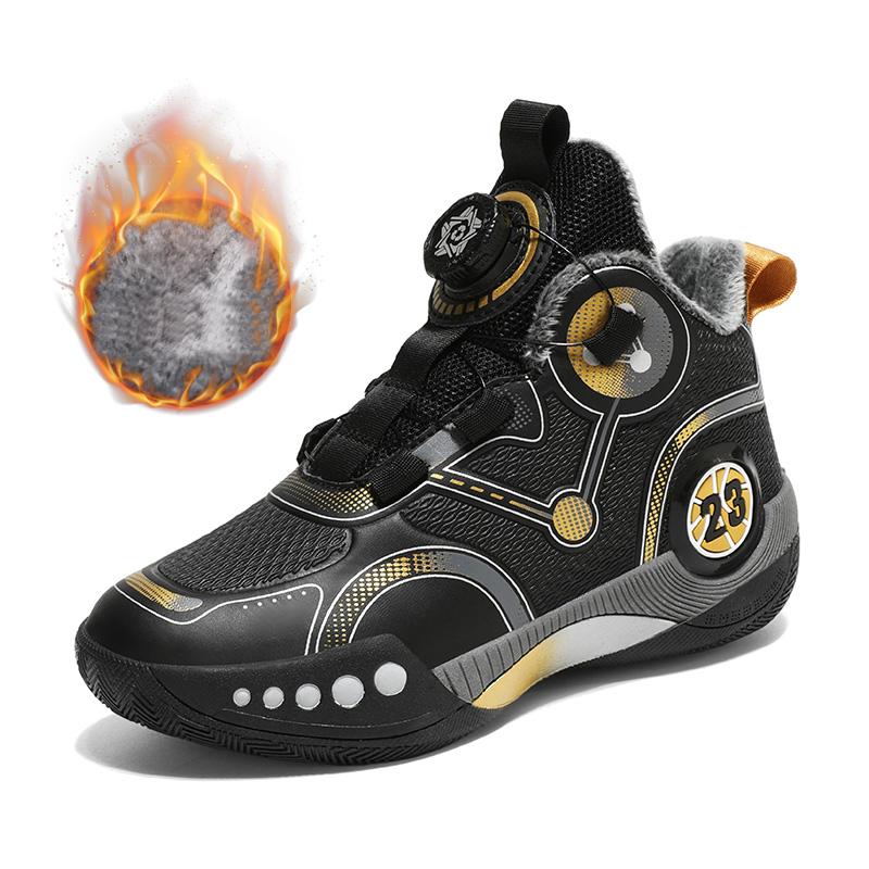 

31-45 подростковые плюшевые теплые и модные высокие баскетбольные кроссовки повседневная спортивная обувь хлопковая обувь 45 золотой/чёрный
