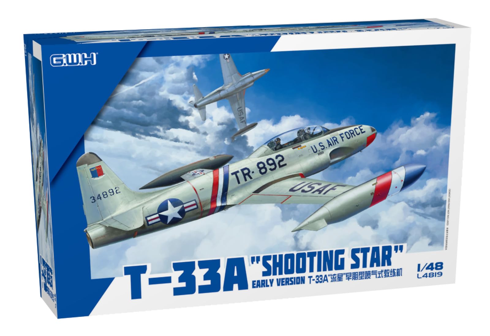 

Great Wall Hobby 1/48 T-33A Trainer Aircraft with Etched Parts Plastic Model Kit L4819E (Airplane)