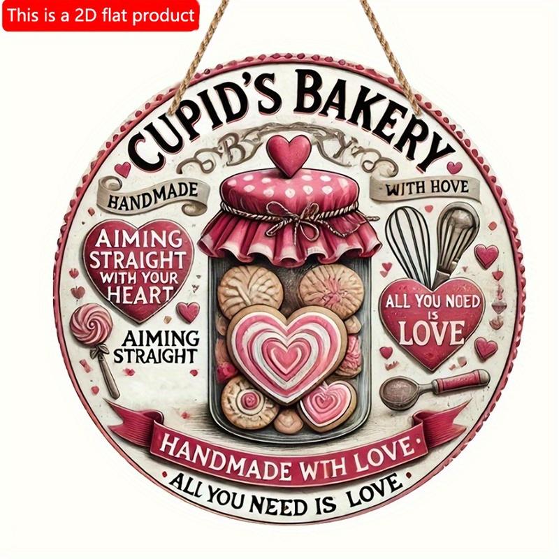 

1 шт. 2d плоский Купидон Пекарня Винтаж День святого Валентина деревянный венок знак - 20 см Романтический ретро настенный декор для дома, офиса 20cm*20cm