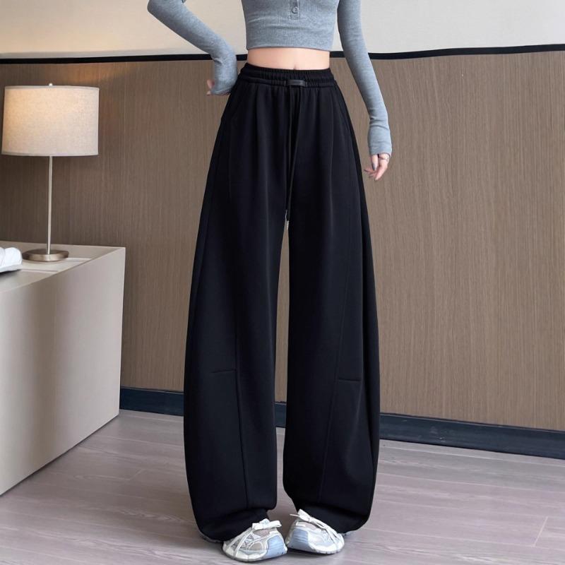 Black Scimitar Sweatpants Women's New Autumn Sickle Sweatpants Straight Loose Small Banana Wide-leg Pants